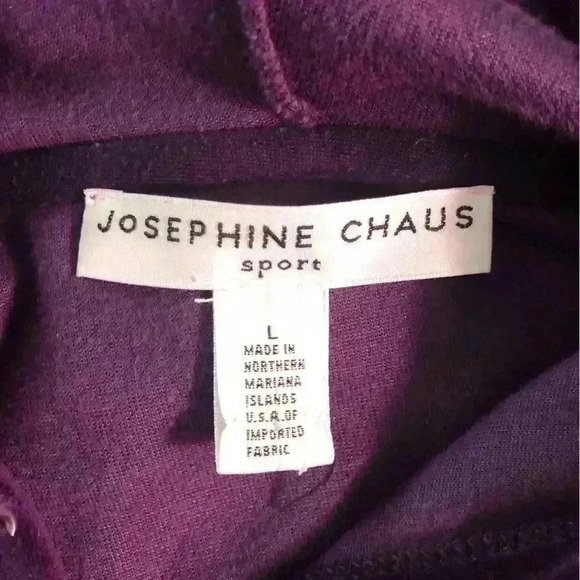 Josephine Chaus Sport Large Velour Purple Full Zip Jacket Pockets hooded - Picture 4 of 5